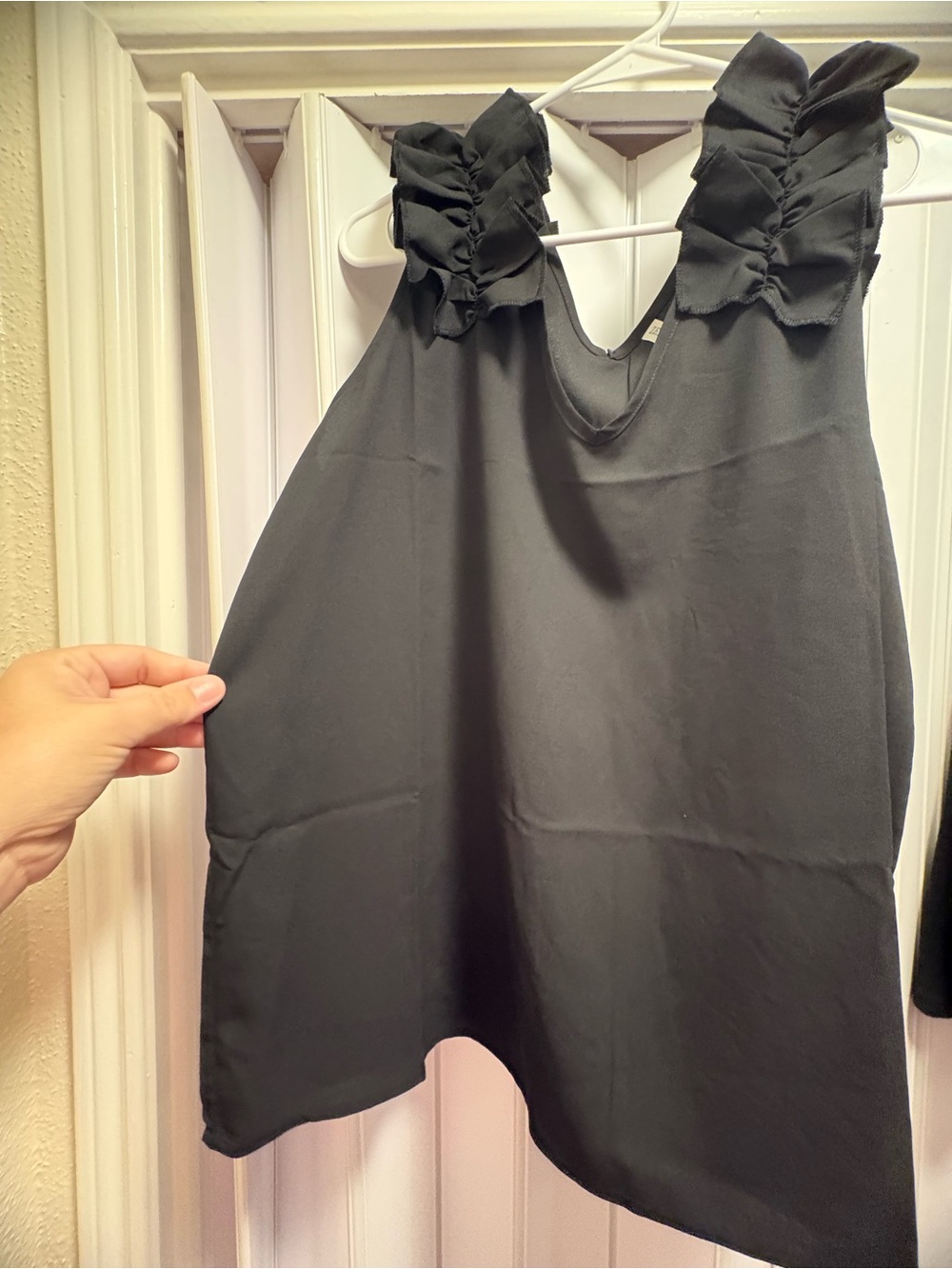 NaNa Black Ruffle Shoulder Tank Top